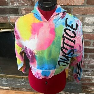 Multicolor, justice, cropped sweatshirt size small